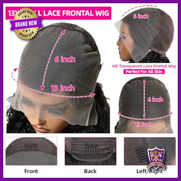 13x6 Full Lace Frontal Wig Brazilian Human Hair Glueless 20 Inch main image 5
